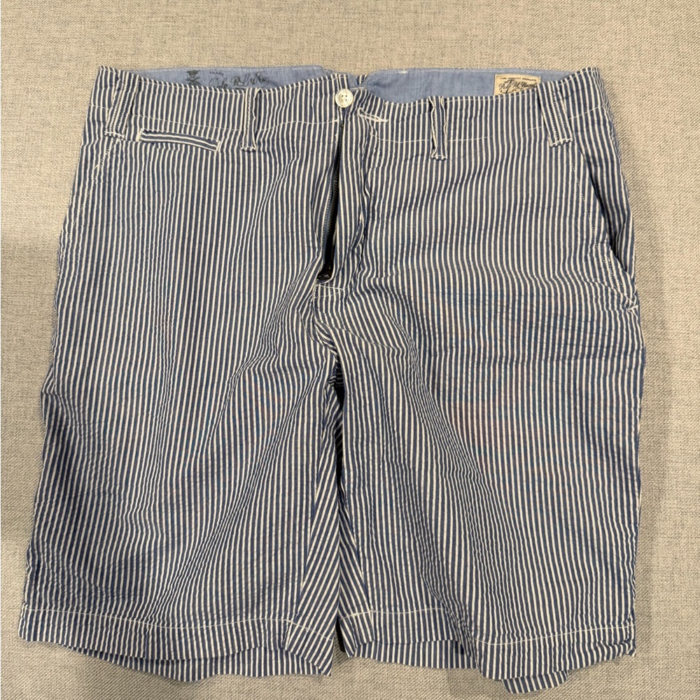 Polo Ralph Lauren Men’s Blue White Seersucker Striped Chino Shorts Size 34